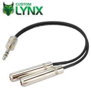 Custom Lynx 6.35mm (1/4") Stereo Jack to 2×6.35mm (1/4") TRS Jack Socket Cable